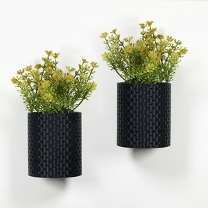 Wall Plant Pot with Hidden Drip Tray Quilted Plant Pot Preto