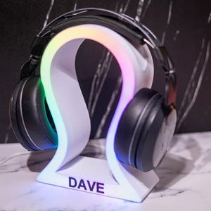 Personalized RGB Headphone Stand: App Controlled USB-C Gaming Headset Holder