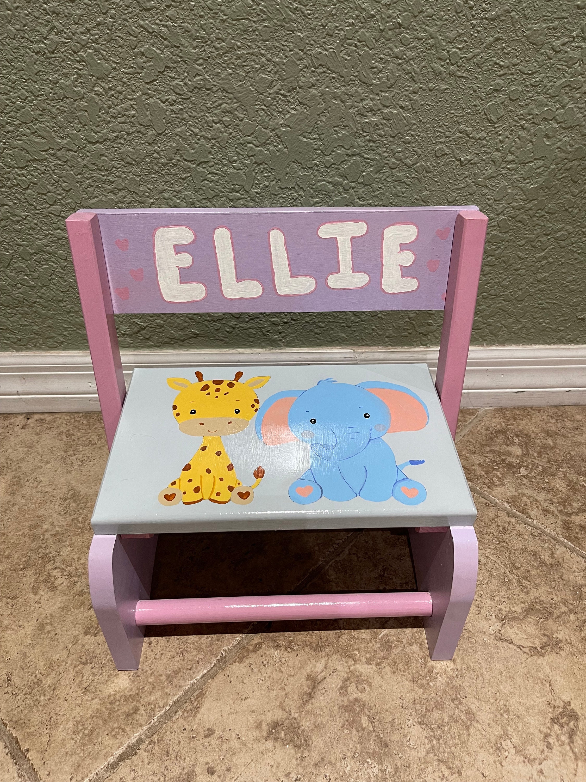Custom hand painted chair and step stool combo for toddlers or small children