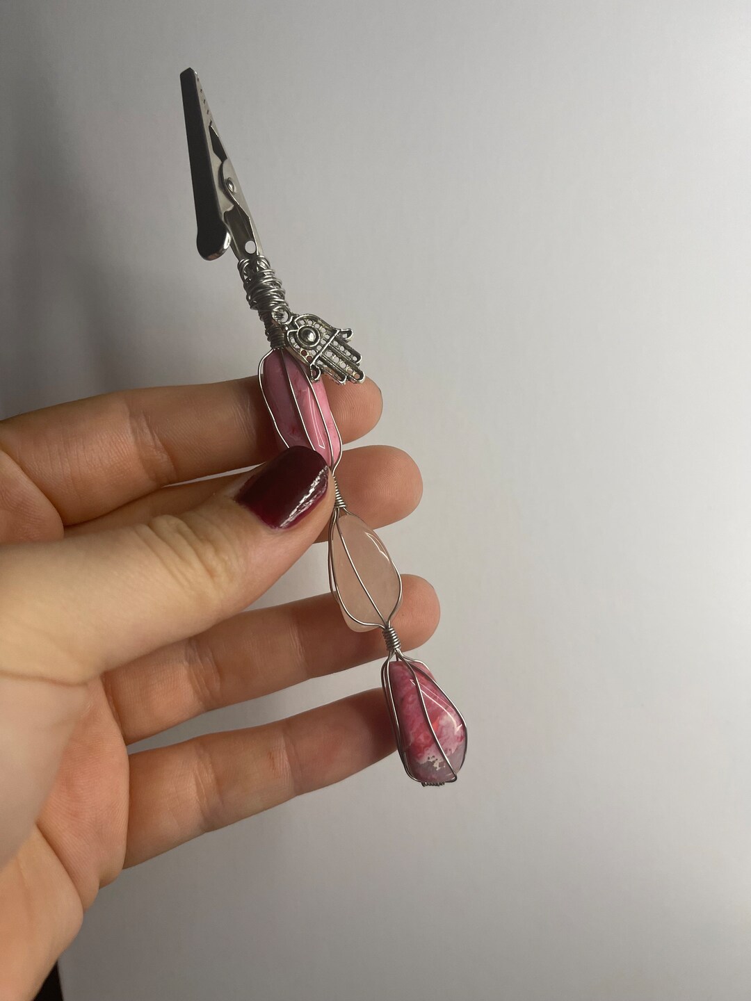 Wrapped Crystal & Wire Clip / Multiuse Clip / Bracelet Helper / ATM