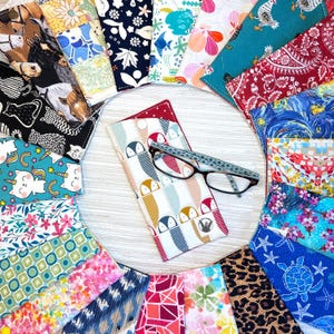 Soft Padded Eyeglasses Holder with Snap - Slim Cotton Readers Case - Teacher, Student Gift, Bestie Gift