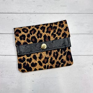 Leopard Print Card ID Wallet -  Mini Handmade Coin Purse, Credit Card Holder