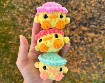 Crochet ducks with hats (customizeable, handmade)