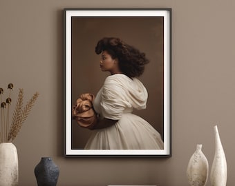 Unframed Physical Art Tolupe Black Woman Wall Art African Woman Art Female Portrait Print  Illustration Black Girl Wall Art African Print