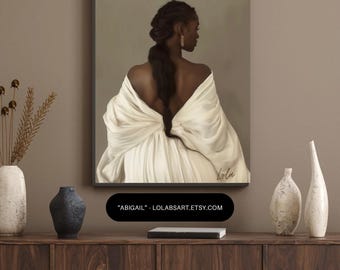 LoLabsArt - “Abigail” - Arte físico Arte mural de mujer negra Arte mural de mujer africana Retrato femenino Impresión Ilustración Arte mural Impresión africana