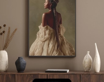 Physical Art “Cristabel” Black Woman Wall Art African Woman Art Female Portrait Print  Illustration Black Girl Wall Art African Print