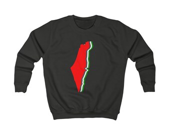Sweat-shirt Palestine pour enfants, design dans le dos, carte du drapeau de la Palestine, Sweat-shirt unisexe neutre, Palestine gratuite pour garçons, filles, cadeau esthétique pour enfants