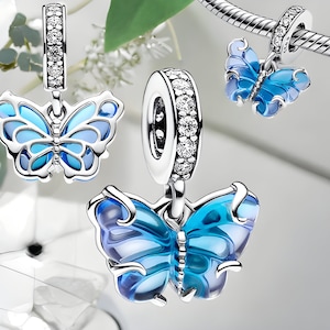 Blue Butterfly Quote Double Dangle Charm Fits Pandora Bracelet Butterfly Charm One of a Kind Dangle Charm 925 Sterling Silver Etsy Ireland