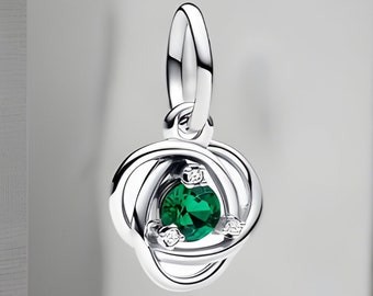 Geburtsstein-Charm für Mai, Unendlichkeits-Geburtsstein-Charm, Geburtstags-Charm, echtes 925er Silber, Geburtsstein-Charm, Charm für Mama, passend für Pandora-Armband