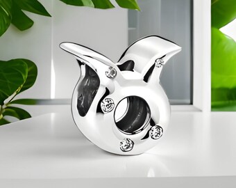 Taurus Charm, Sternzeichen Charm, Geburtstags Charm, Echt 925 Silber, handgemachter Schmuck, Charm für Freundin, passend für Pandora Armband