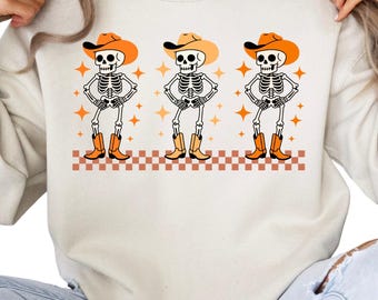 Kids Cowboy Skeleton Halloween PNG, Boys and Girls Halloween Design, Funny Trick or Treat Shirt PNG, Spooky Skeleton Clipart Kids, cowboy