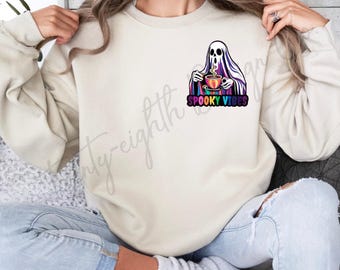 Spooky Vibes Png, Halloween png, Ghost PNG, Spooky Ghost png, Spooky Season png, Halloween Shirt PNG, ghost PNG, Ghost Coffee png, Fall Vibe