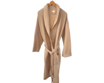 Natural cotton waffle bathrobe - perfect for a spa day or as a dressing gown, oversized, ideal as a gift