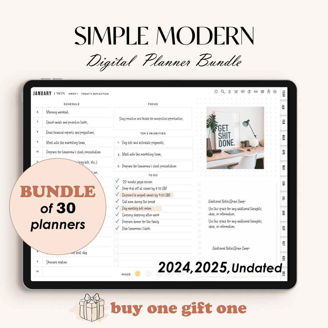 Digital Planner 2024, 2025, Goodnotes Planner, Samsung Notes Planner