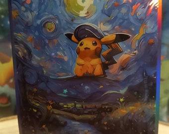 X10 Lot de 10 Pochettes pour cartes Pokemon personnalisées Sleeve protége carte pikachu van Gogh