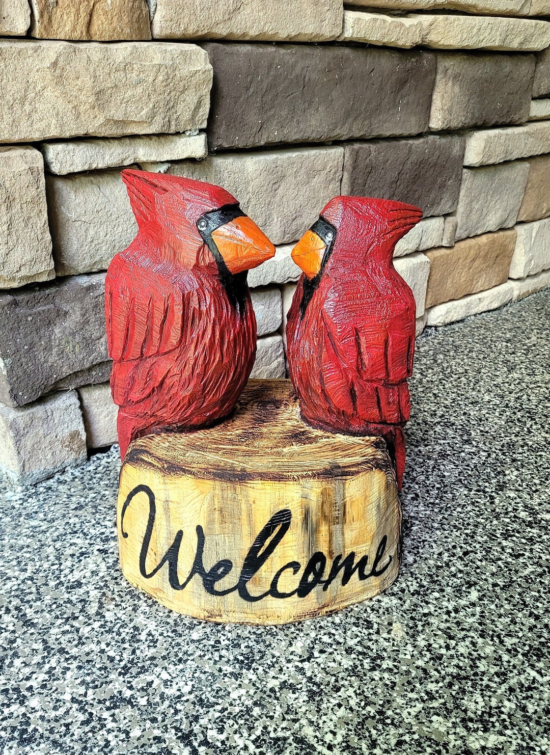 Chainsaw Carved Welcome Sign Cardinal Garden Sculpture - Etsy