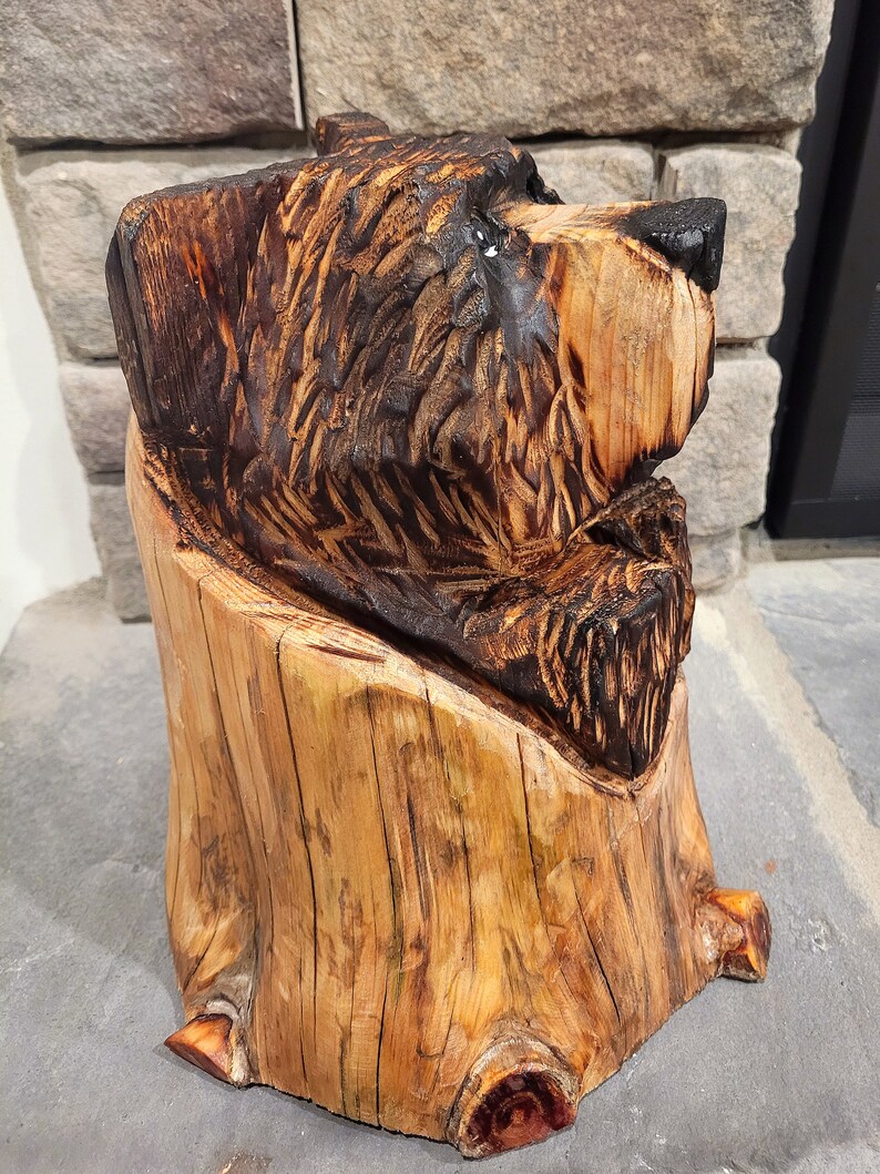 Chainsaw Carved 12 Brown Bear Sculpture, Rustic Cabin Decor, Chainsaw