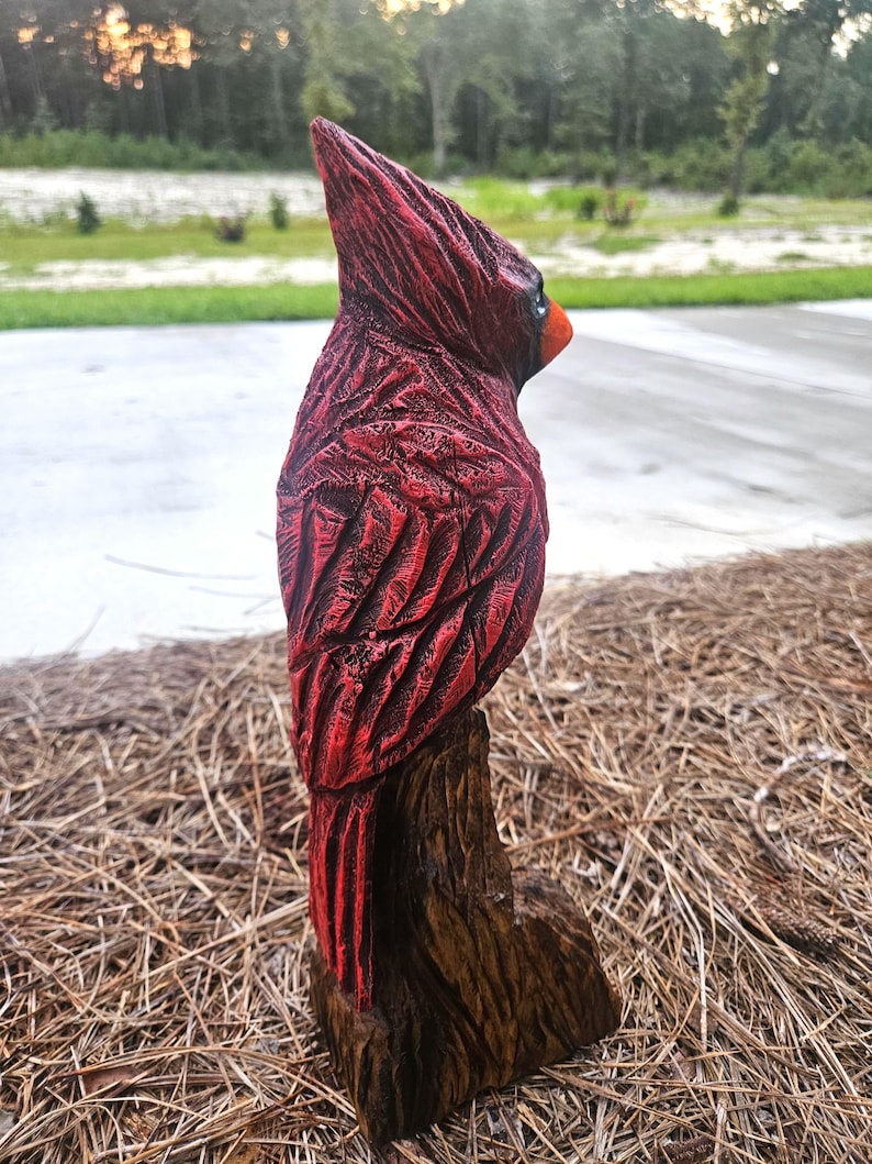 Chainsaw Carved Cardinal Sculpture Rustic Wooden Bird Figurine - Etsy