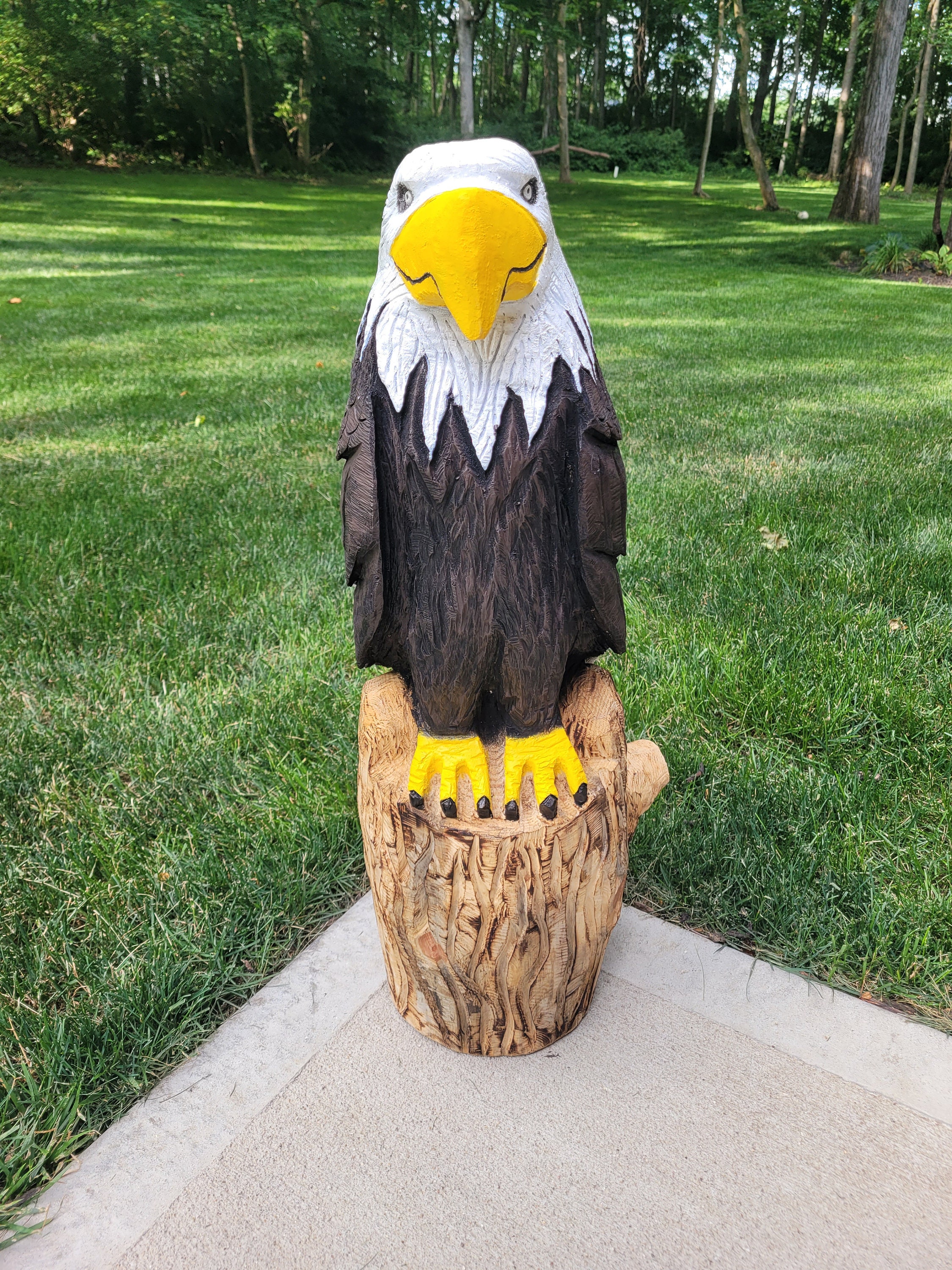 30 Chainsaw Carved Bald Eagle Sculpture Lifesize Eagle Statue Wooden