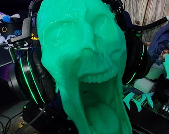 Cuffie e supporto per controller a forma di teschio di zombi – Decorazione horror stampata in 3D