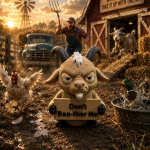 Funny Angry Goat 3D Print - Animals With Attitude Desk Decor, Rude Office Gag Gift