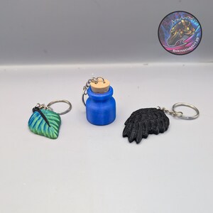 Cute 3D Printed NFC Keychains - Programmable Leaf, Wing, Potion Bottle Smart Amiibo Tag