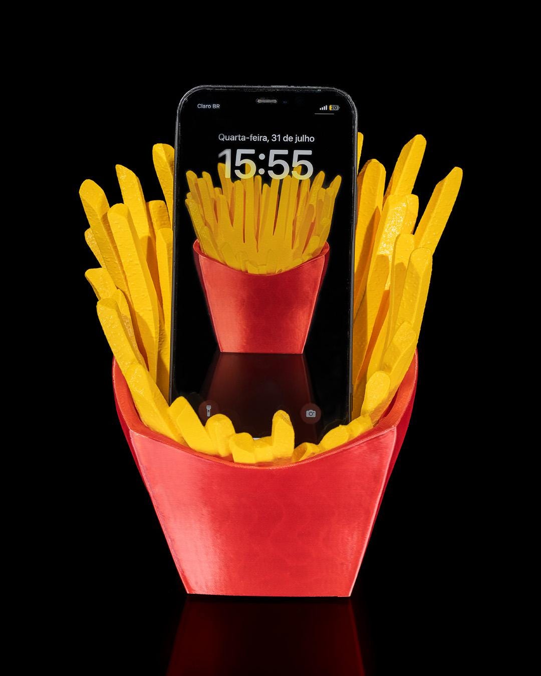 Quick Snack Phone Holder — 3D Printed French Fry Stand for