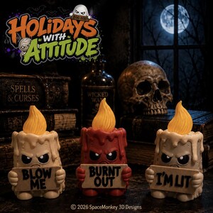 Funny Halloween Candle 3D Print - Grumpy Ghostly Decor, Sassy Office Desk Toy Gag Gift