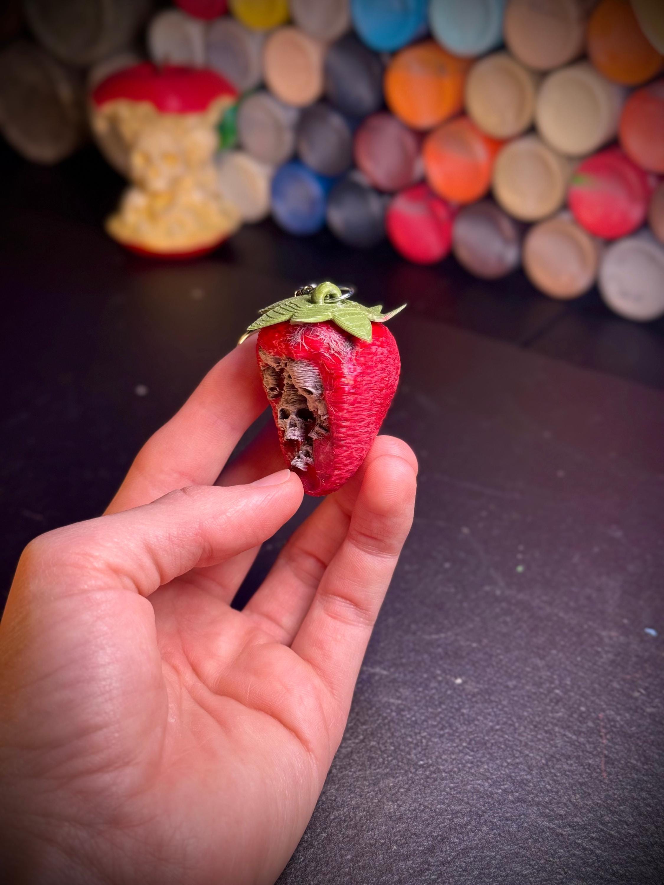3D Printed Forbidden Strawberry: Gothic Skull Decor or Keychain - Etsy