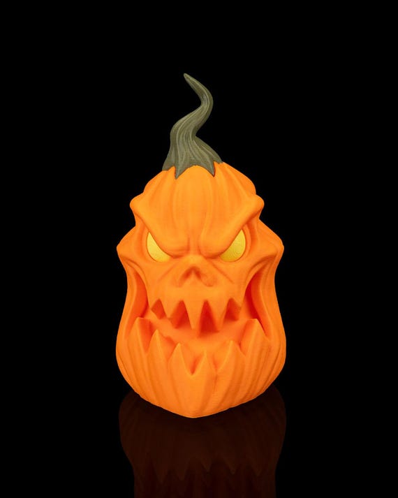 3D Printed Evil Grinning Pumpkins: Halloween Wicked Decor Trio - Etsy