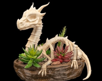 Verdant Remains – Dragon Skeleton Planter with Ancient Vibes