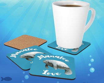 Manatee love Corkwood söt underläggsset sjökor present strandhus måste ha