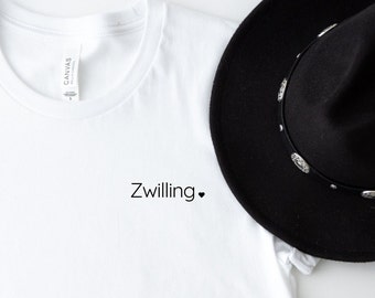 Twins T-shirt white sister heart gift birthday wife brother twins statement shirt siblings child baby pregnant parents family