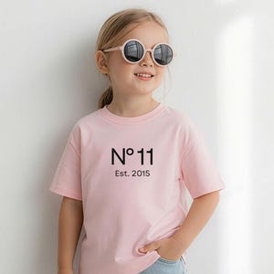 T-shirt voor de 11e verjaardag van een kind/tiener, shirt voor een elfjarige, cadeau-idee voor de 11e verjaardag van een meisje, feestoutfit, dochter, tekst, hartmotief, jongen
