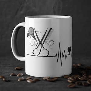 Hairdresser mug of coffee, gift for hairdressers, birthday gift for women, gift for men, friend, hairstylist, thank you, graduation, colleague, saying, barber