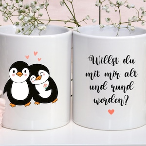 Witziger Heiratsantrag Tasse,Liebe,Spruch Kaffee Becher,Jahrestag heiraten Mann,Frau Geschenk Verlobung,Pinguin,Antrag Idee,Braut,Bräutigam