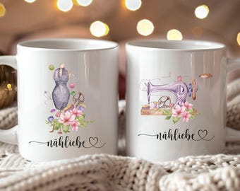 Sewing mug, sewing, love, handicraft, seamstress, woman, birthday, gift idea, Mother's Day, mom, girlfriend, grandma, ceramic, coffee mug, tea, sewing machine