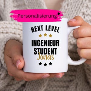 Ingenieur Student Kaffee Tasse personalisiert, Name, Wunschtext, Studium Maschinenbau, Universität Freund, Frau Geschenk Mann, Semester, Tee