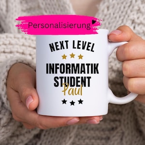 Caneca personalizada para estudante de Ciência da Computação com nome e texto, Estudos de TI, Programador, Mulher, Homem, Nerd, Universidade, Café, Caneca de cerâmica