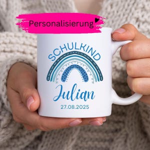Personalized name mug for schoolchild, date of first day of school, boy, gift idea, first day of school, girl, saying, ceramic mug, first grader
