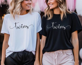 Twin T-Shirt white, sister birthday gift brother, man, woman, twins shirt, heart motif, sibling child, couple outfit, family