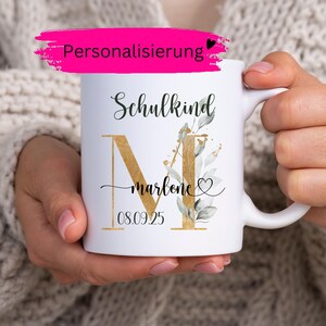 Taza para escolares, idea de regalo para el primer día de clases, personalización, inicial, nombre, estudiante, fecha, taza para primer grado, niño, niña, niño