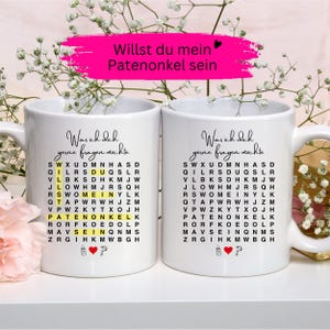 Godfather Mug, Uncle, Christmas Gift, Godparent, Asking for Godparent, Word Search Puzzle, Ceramic Mug, Tea, Child, Christening, Baby Announcement, Man, Pregnant