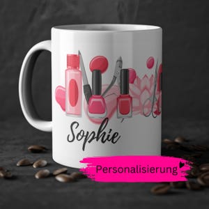Personalized Mug Nail Designer Name, Manicure, Ceramic Mug Coffee, Thank You Colleague Farewell Gift Woman Birthday Friend Nail Artist