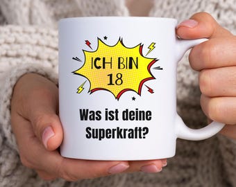 18th birthday gift idea for child, daughter, funny mug, son's birthday present, eighteen years, 18-year-old teenager, funny saying mug