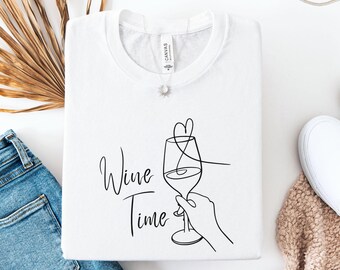 Wine shirt, gift for girlfriend, birthday idea for woman, bridal party, wine slogan t-shirt white, vino, funny statement shirt, Mallorca hen party women's fashion, heart