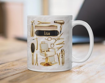 Gepersonaliseerde kappersmok - Naam, keramische koffiemok, baas, bedankt, collega, cadeau, afscheid, stagiaire, vrouw, verjaardag, vriend(in), kapper