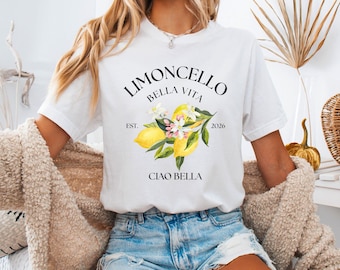 Limoncello T-Shirt, fruits, lemon, yellow, statement shirt, retro, women's clothing, Spritz liqueur, Italy, aperitif, friend, gift, birthday, woman