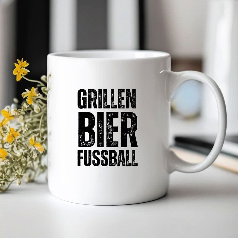 DE Lustige Spruch Keramik Kaffee Tasse,weiße Fußball Tasse,grillen,bier