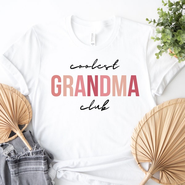 T-Shirt coolest grandma club,Family Shirt Baby Announcement,pregnancy reveal gift for future granny,cool club crew,gigi nana matching outfit